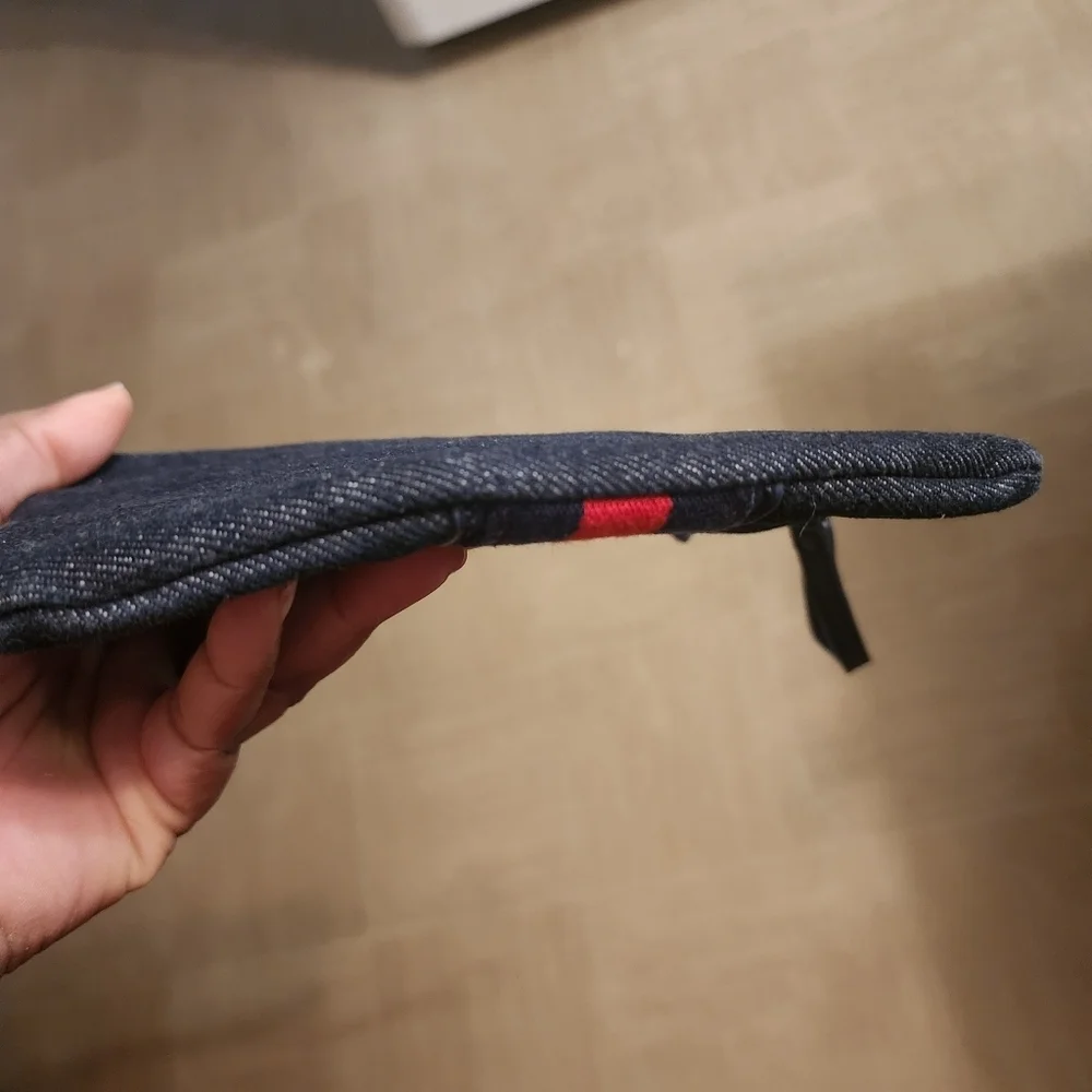 Tommy Hilfiger Stripe Wristlet Wallet Bag Navy Denim Canvas